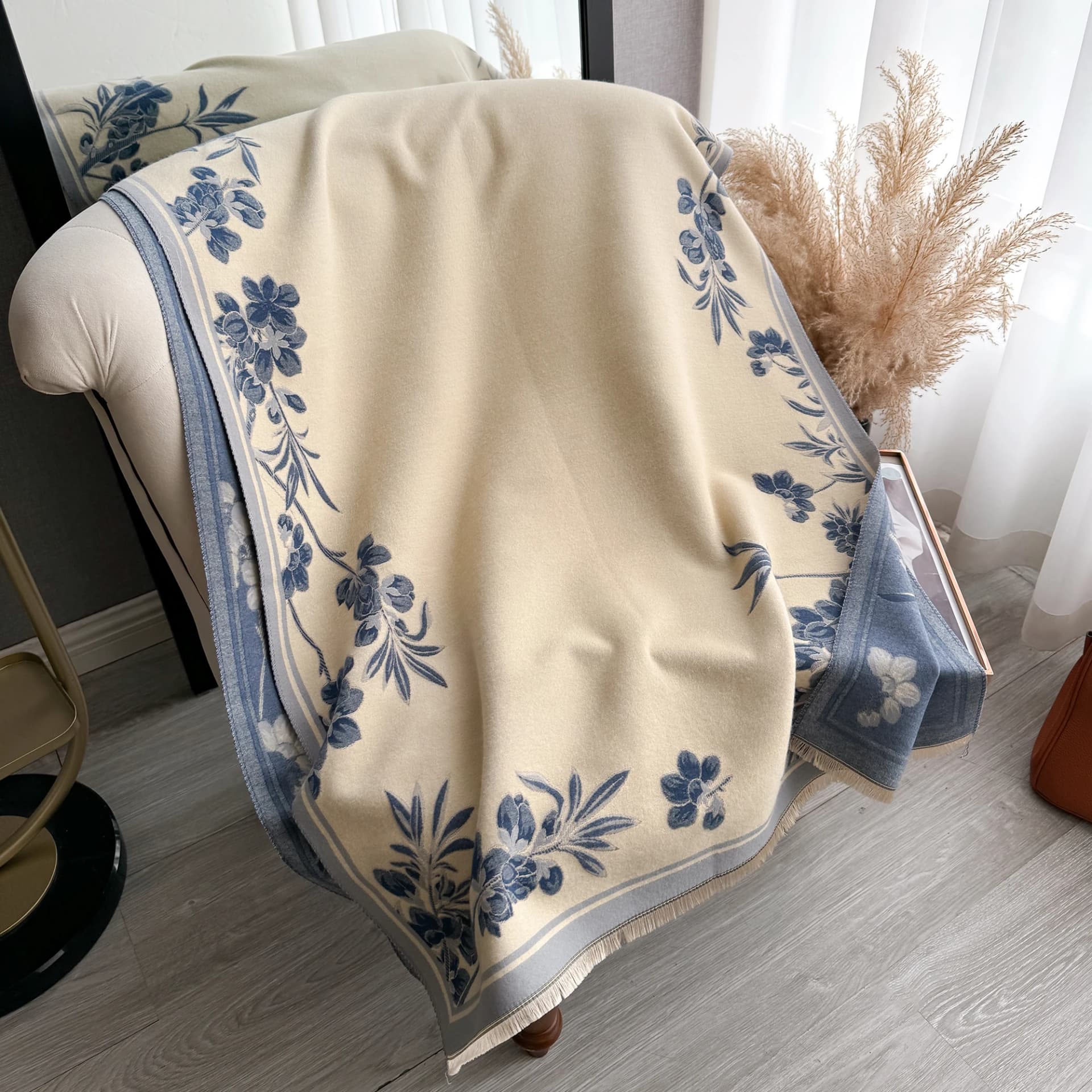 Vintage Floral Pashmina Shawl Wrap