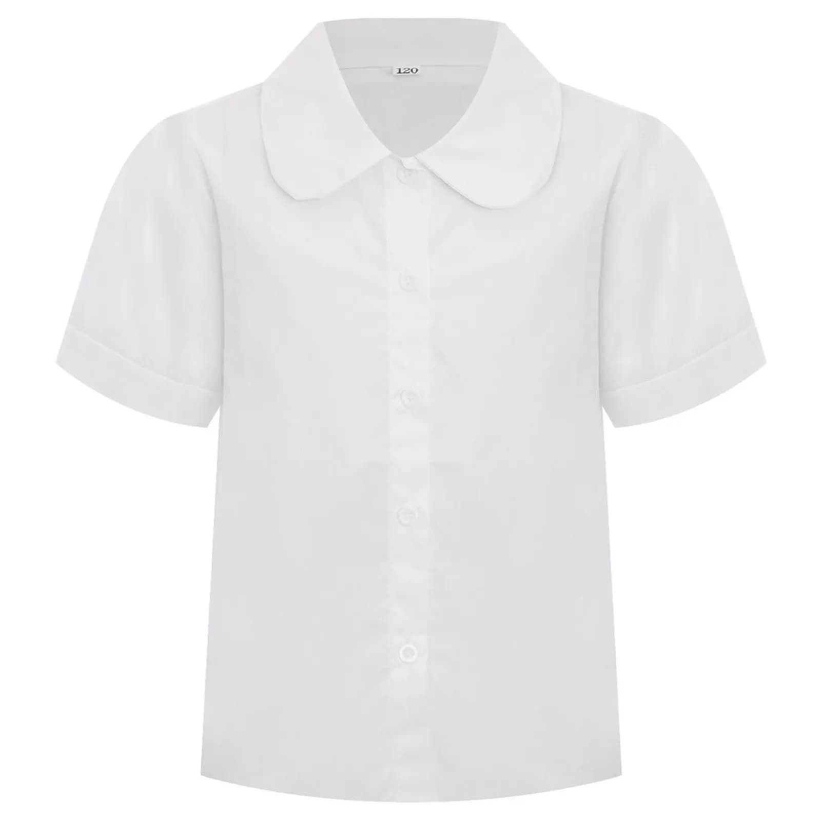 Girls White Ruffled Long Sleeve Button Down Blouse
