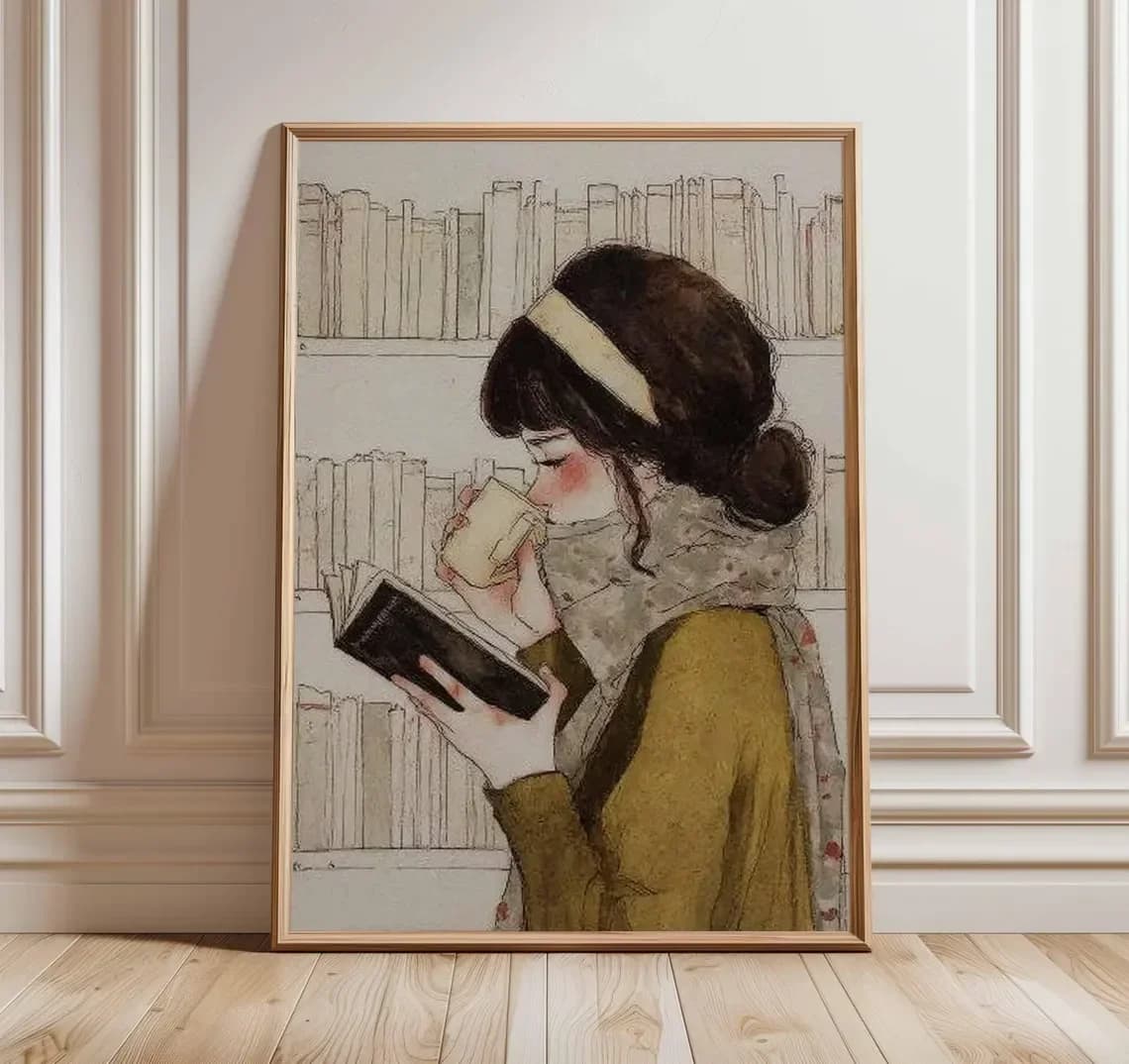 Woman Reading Bookstore Art Print