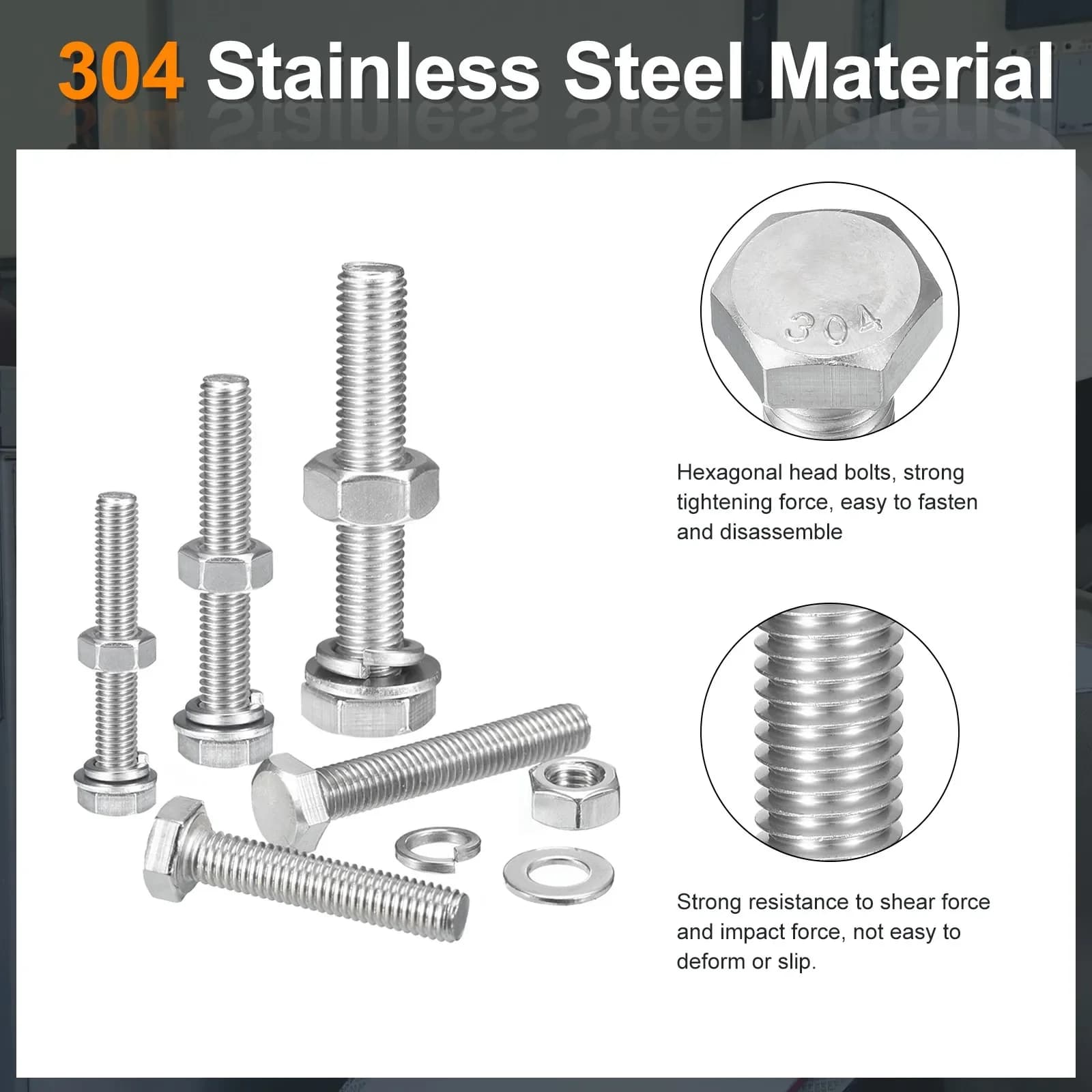 1/4-20 x 5" Hex Head Bolts with Nuts and Washers Kit