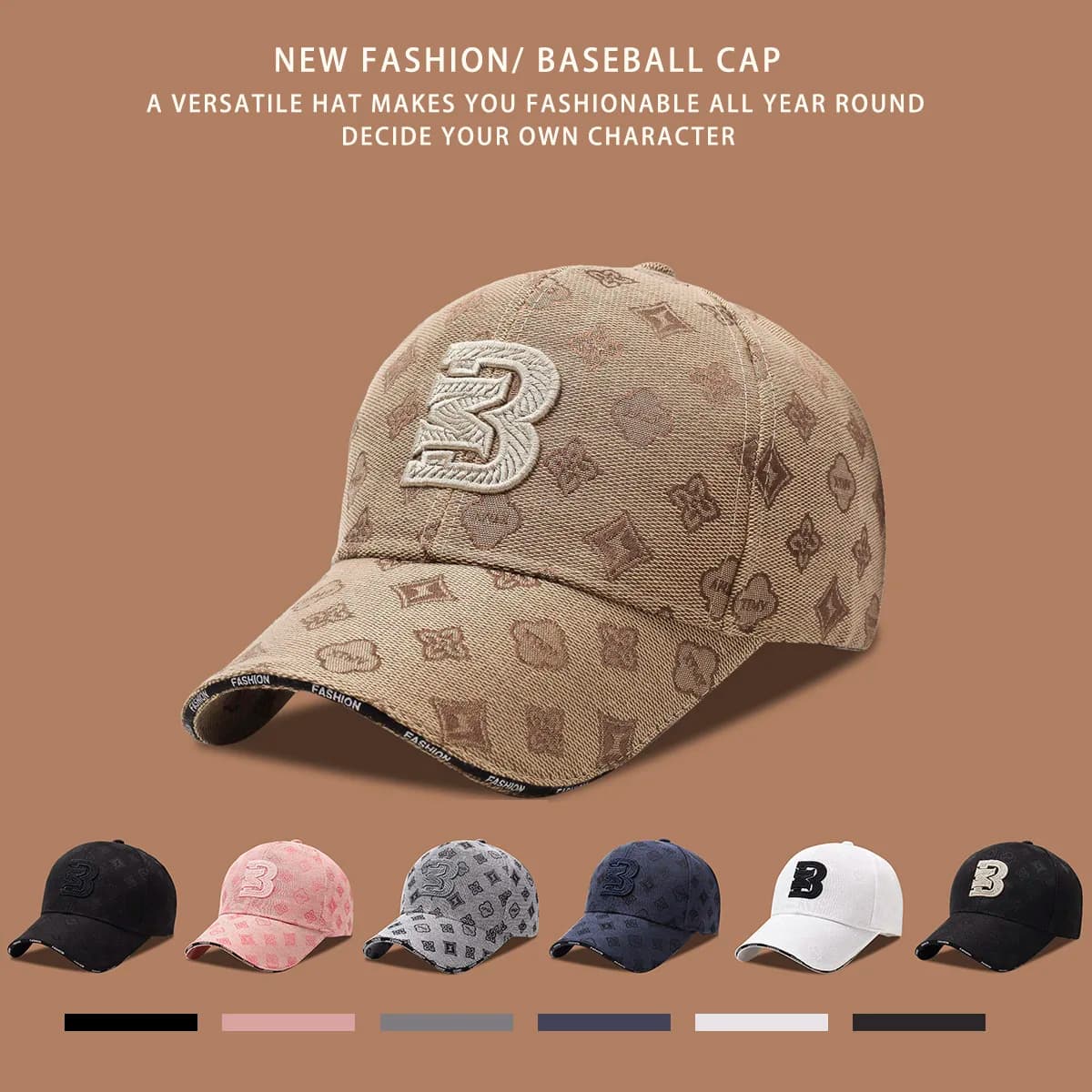 Unisex Baseball Cap with Abstract Embroidery