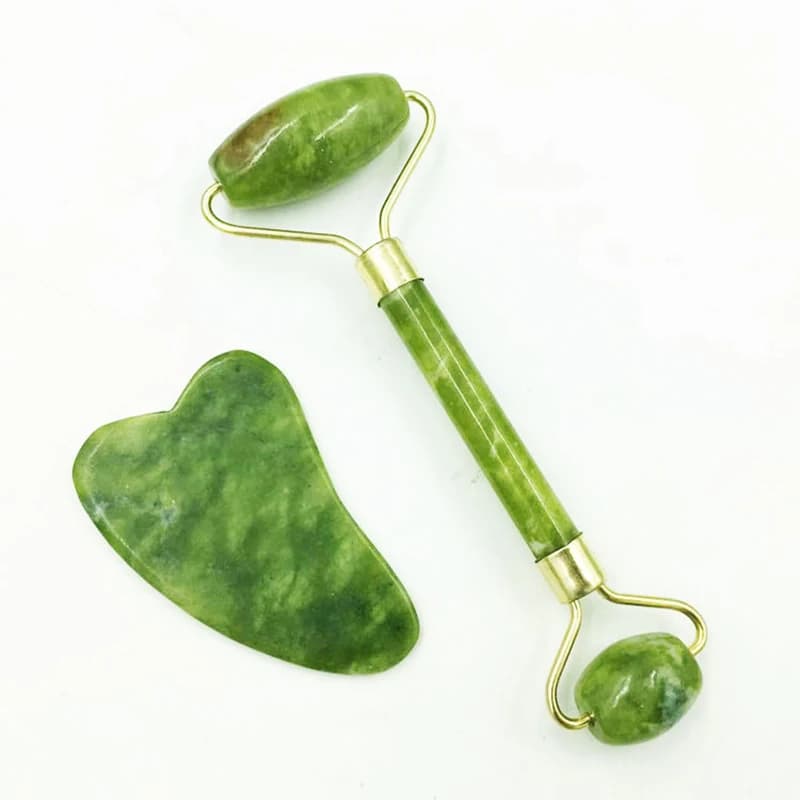 Jade Facial Roller and Scraping Board Set