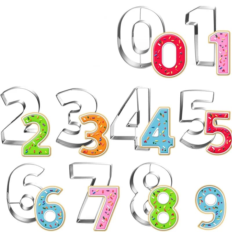 Number Cookie Cutters Set Stainless Steel