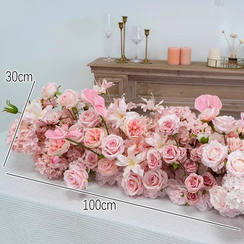 Wedding Backdrop Decor Couch Around Floor Floral Table Runner Centerpiece Flower Row Event Prop Window Display Artificial Flower