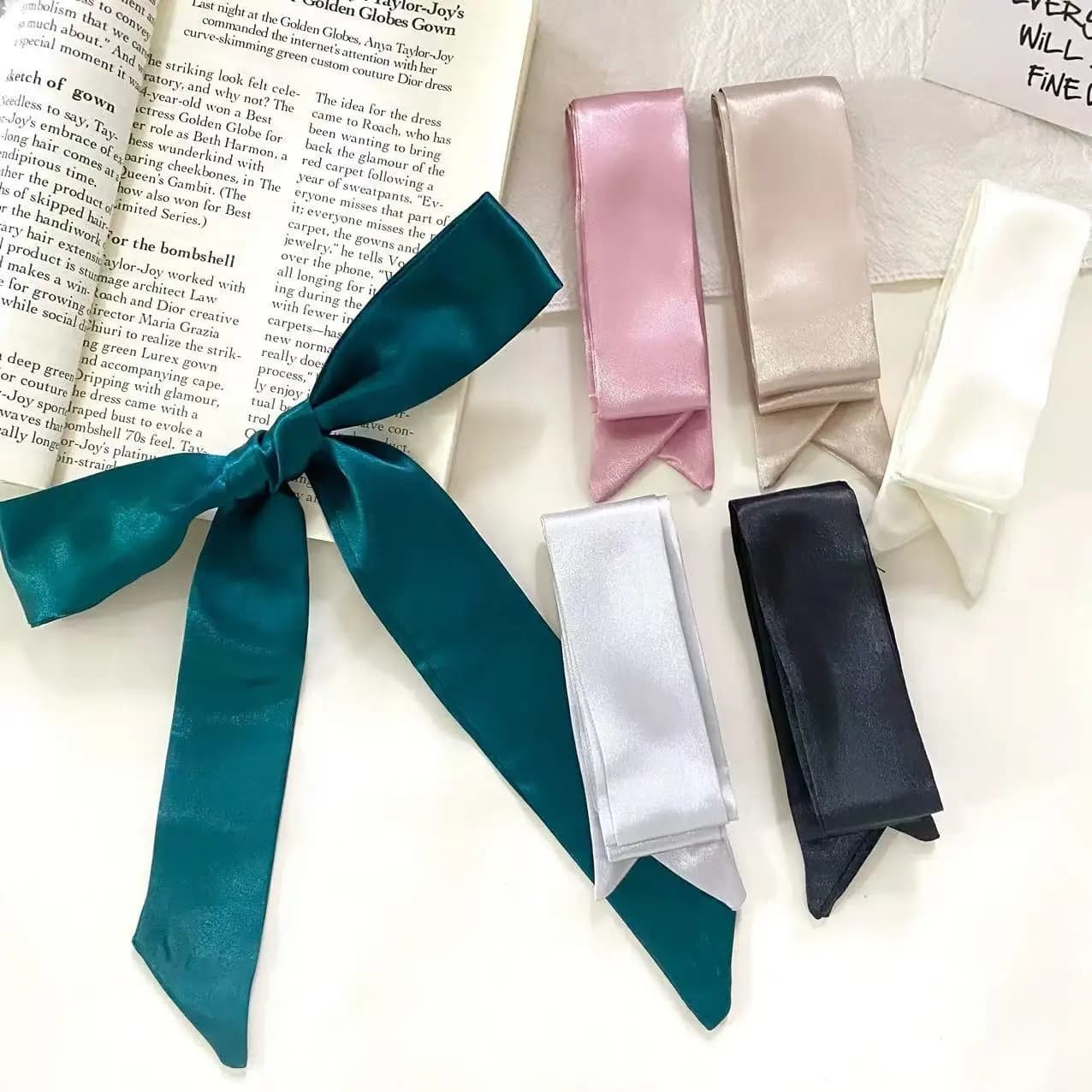 Long Skinny Satin Hair Scarf Headband