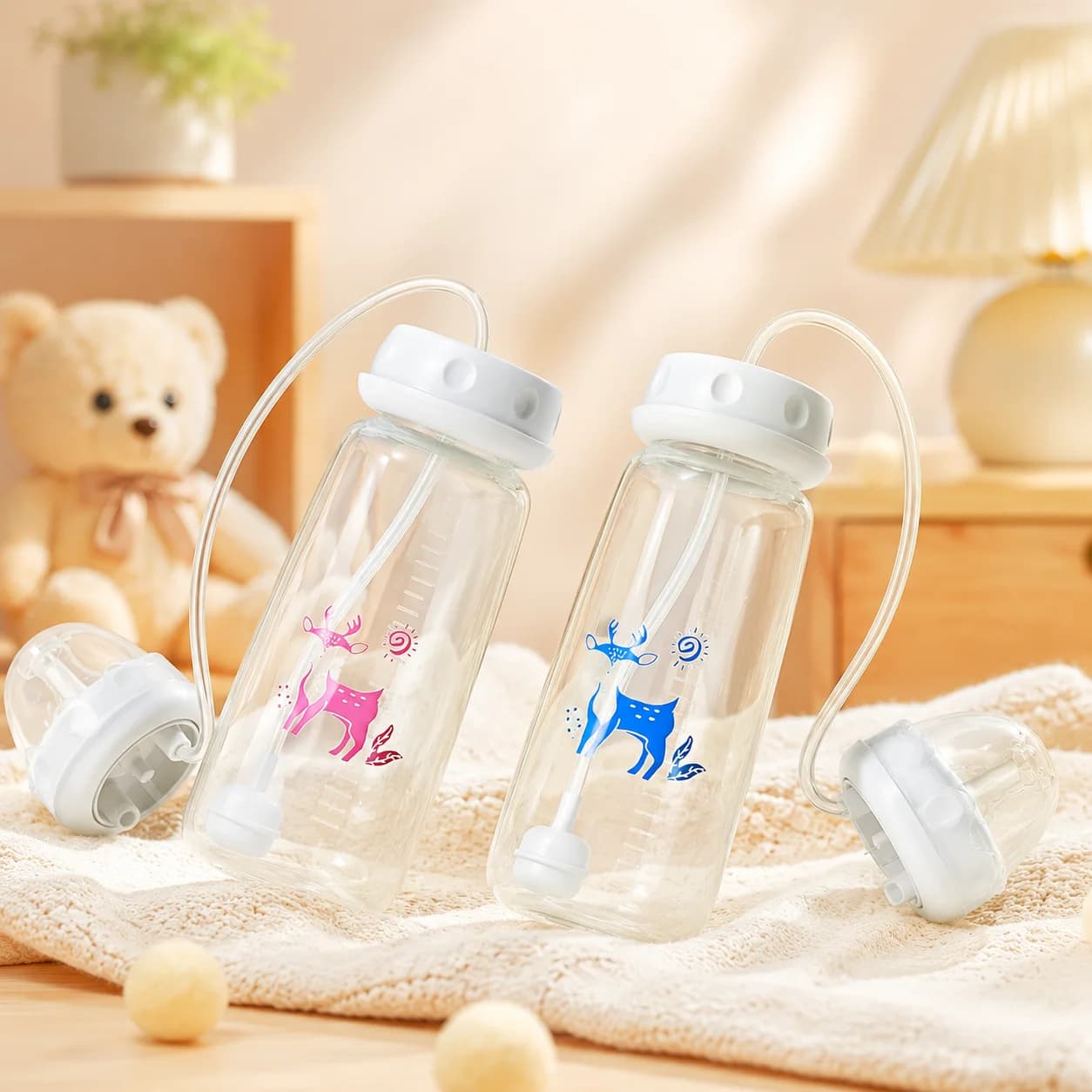Baby Hands-Free Angled Feeding Bottle