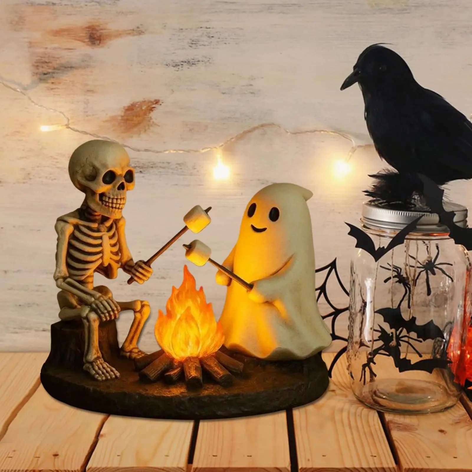 Halloween Skeleton and Ghost Flickering Lamp