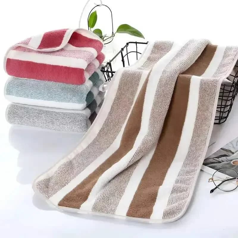 Striped Pattern Towel Set Soft Face Towel Bath Towel Quick Drying Absorbent Towels For Bathroom