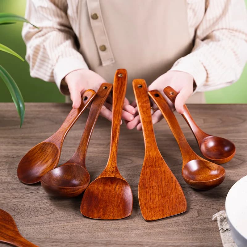 Wooden Spatula and Ladle Utensil Set