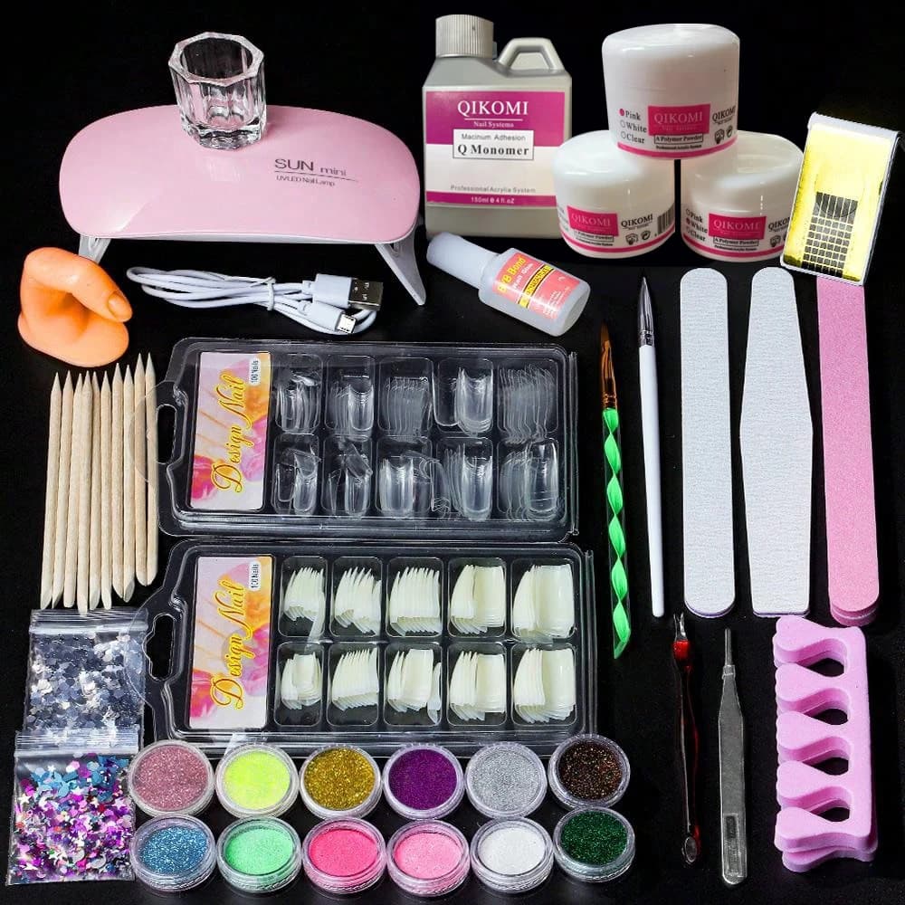 Acrylic Powder Nail Extension Kit with LED Light
