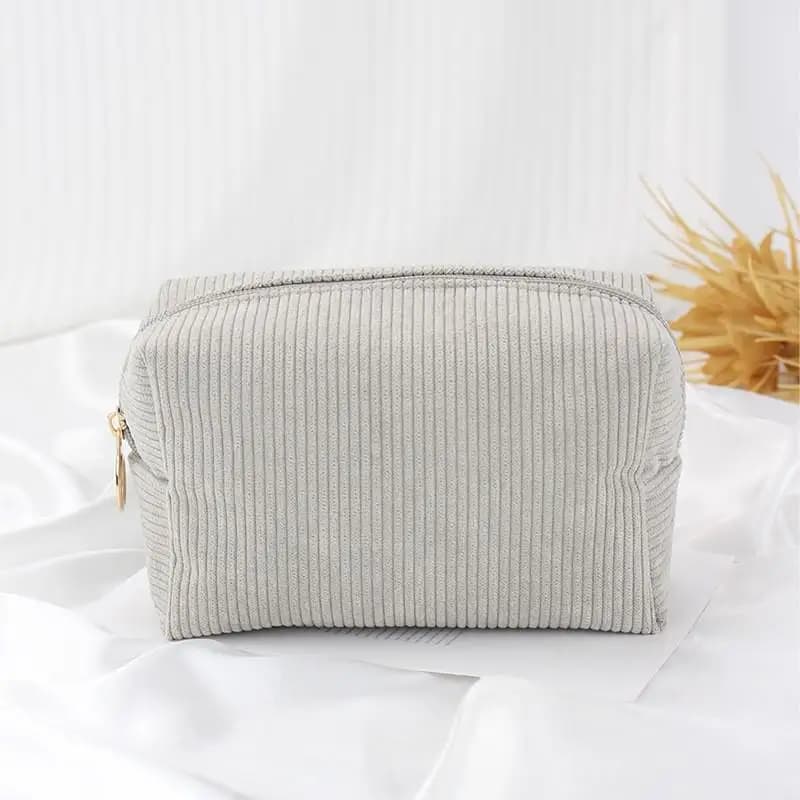 Toiletry Bag for Travel Corduroy Cosmetic Organizer with Sanitary Pad Pouch Cute Design for Women