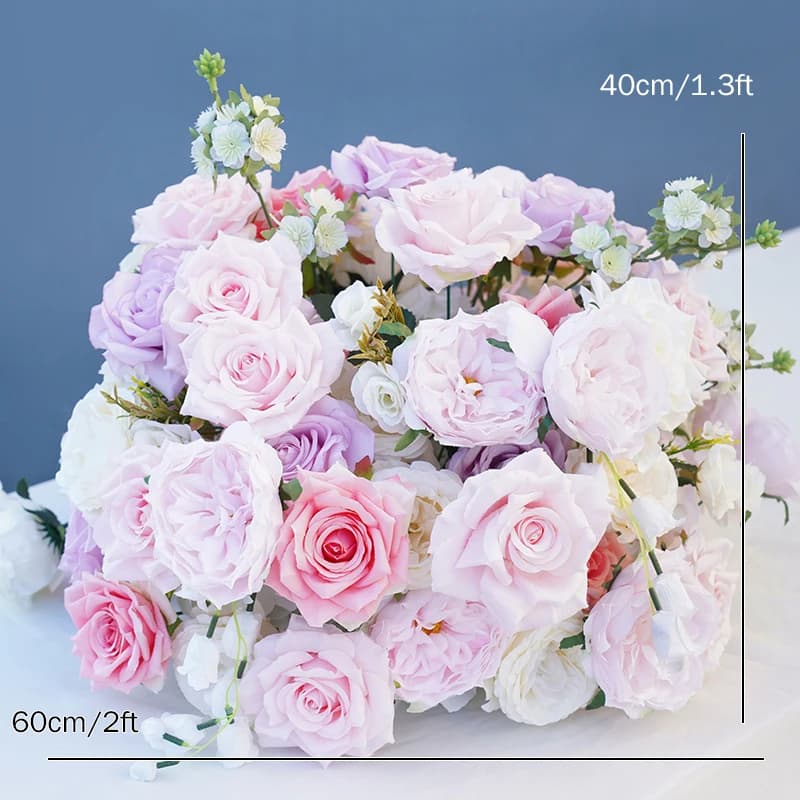 Wedding Backdrop Decor Table Centerpiece Flower Ball Pink Purple Rose Peony Greenery Hang Floral Row Banquet Prop Window Display