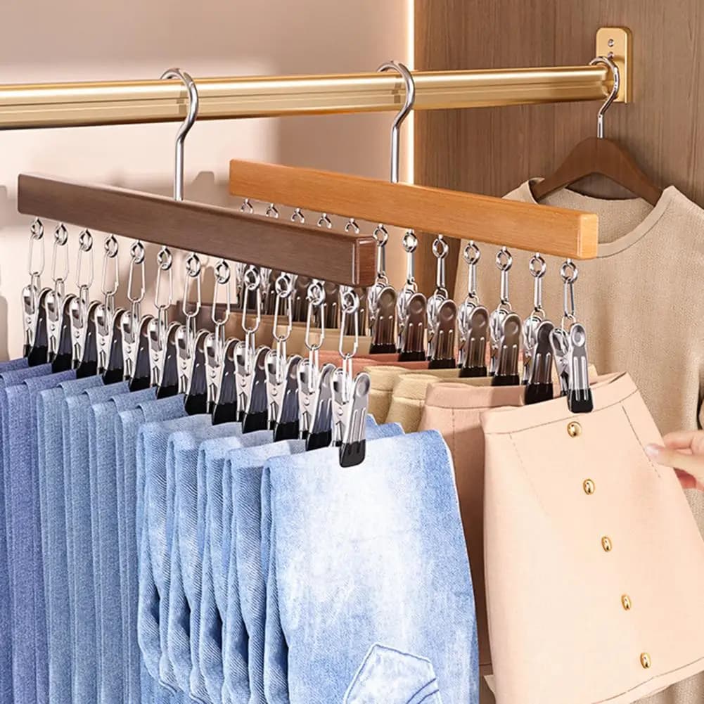 Multi-Clip Space-Saving Closet Hanger