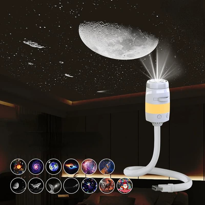 Mini Galaxy Projector Light USB LED Starry Sky Night Lamp Aurora Nebula Projection 360° Rotate Adjustable For Party Room Decor