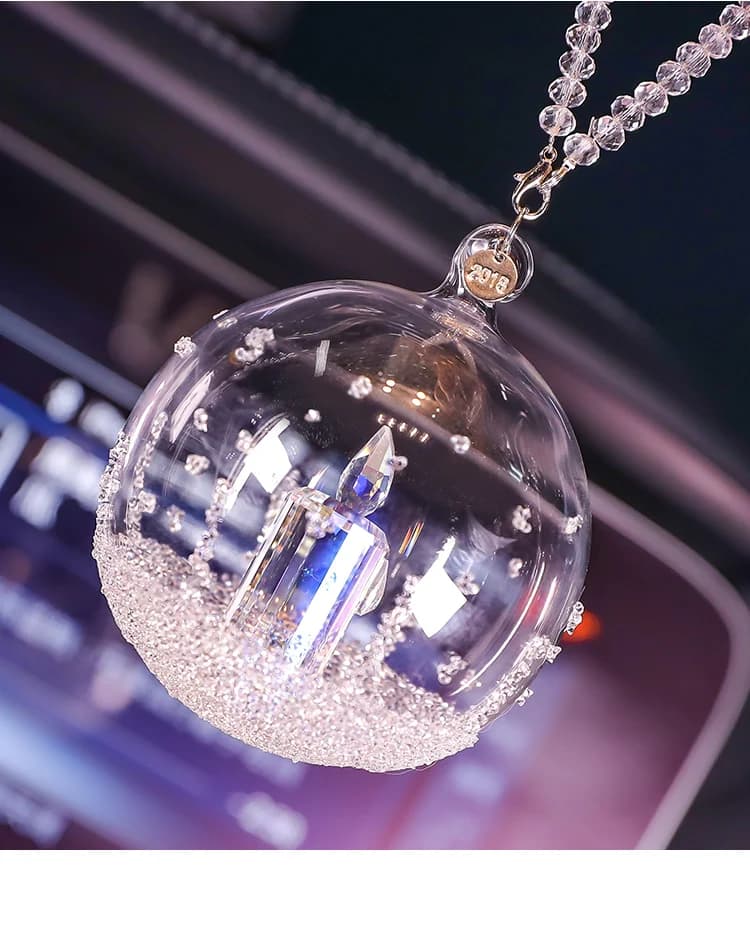 Crystal Glass Ball Ornament with Ribbon Hanger