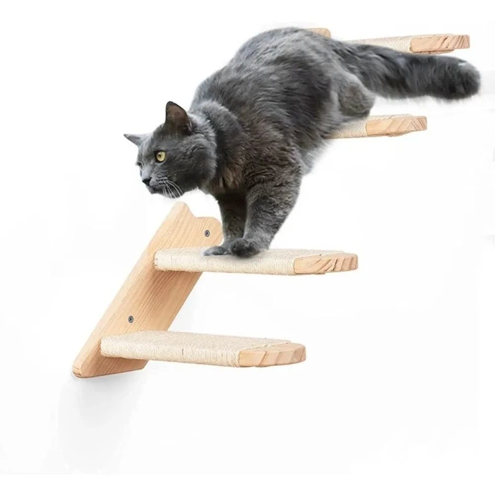 Wooden Cat Climbing Shelf with Sisal Rope