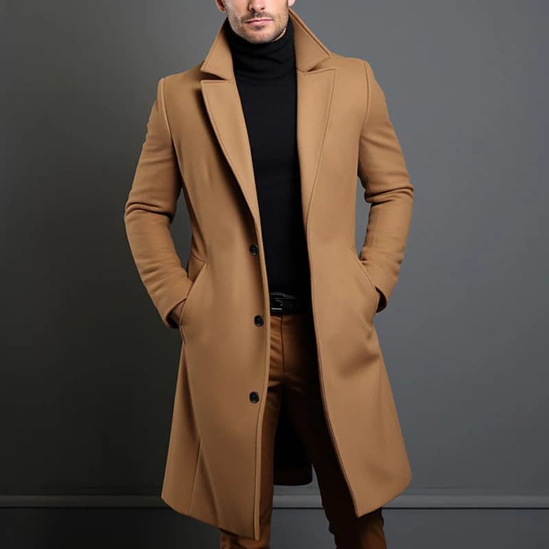 Men's Wool Trench Coat Mid-Length