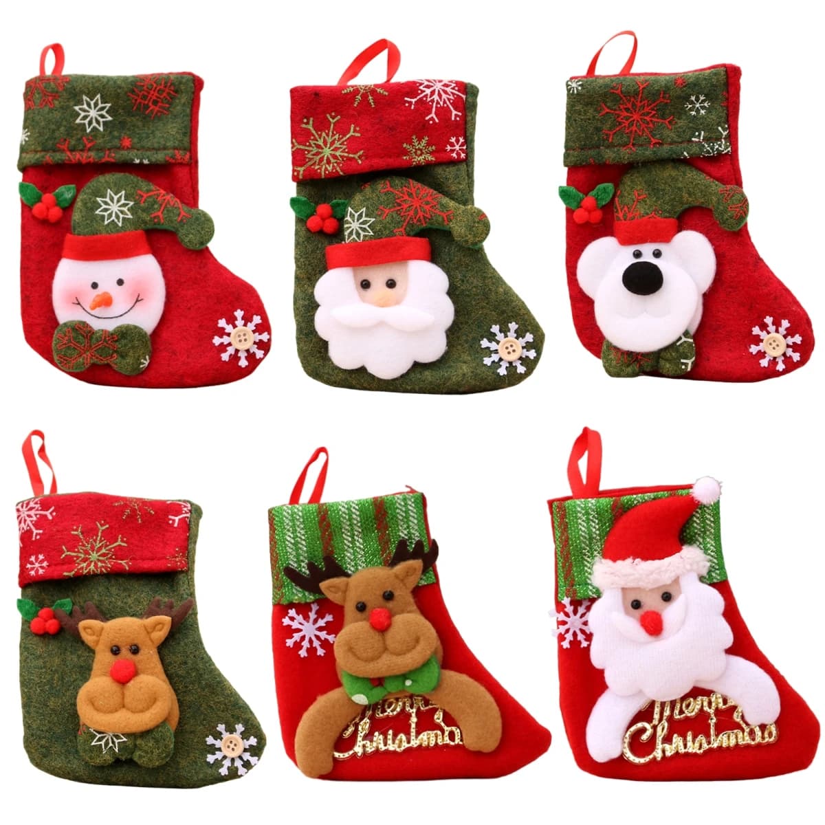 6-Pack 3D Christmas Stockings