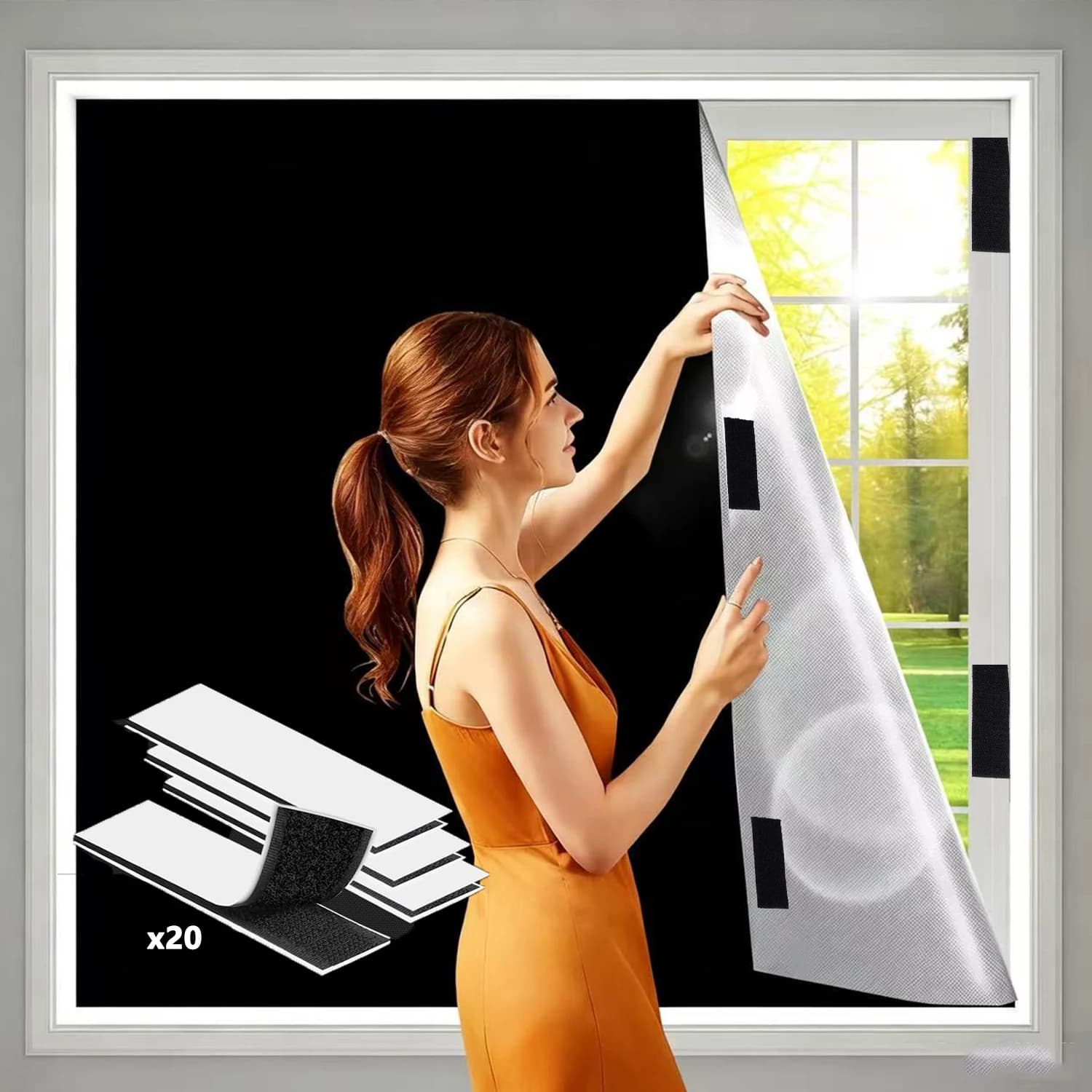 Blackout Curtains Self-Adhesive Portable