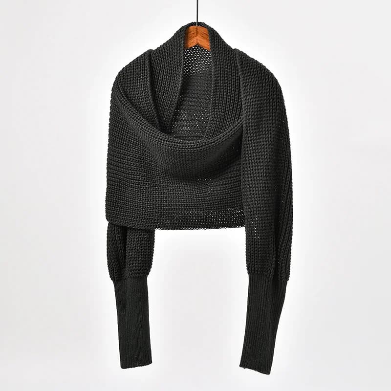Knitted Shawl Wrap with Sleeves