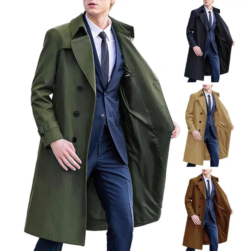 Men's Double-Breasted Windbreaker Coat