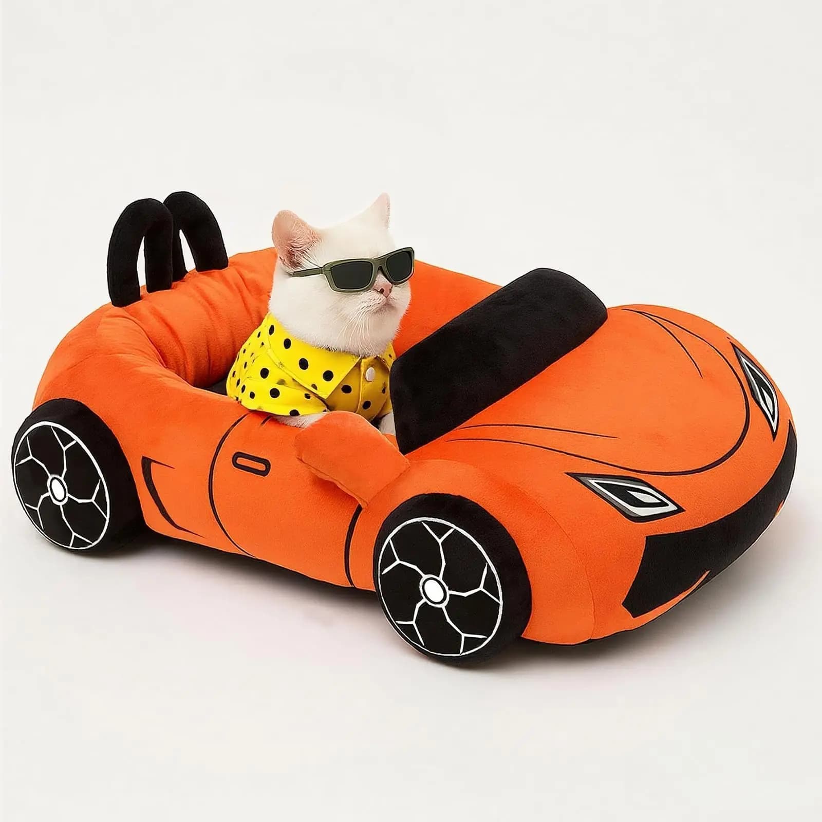 Sports Car Cat Bed with Washable Cushion