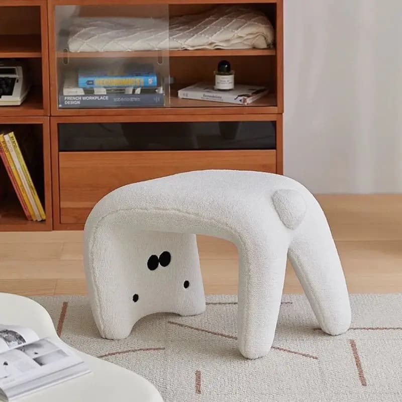 Cute Cat Cartoon Upholstered Footstool
