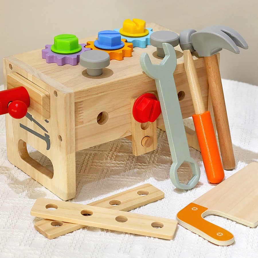 Wooden Kids Tool Bench Workbench Set