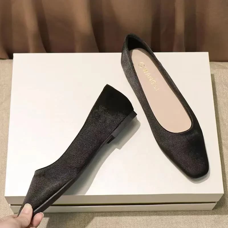 Women's Low Heel Square Toe Office Flats