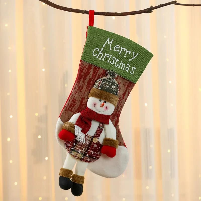 Large Plaid Christmas Stockings Set