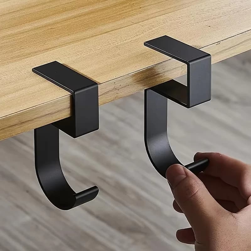 Desk Hook Organizer Anti-Slip Design Sleek Black White for Office Student Desk Organization Bag Storage Utility Hooks