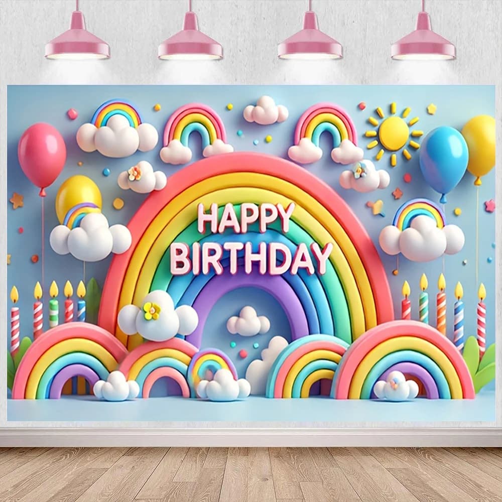 Rainbow Birthday Backdrop Banner