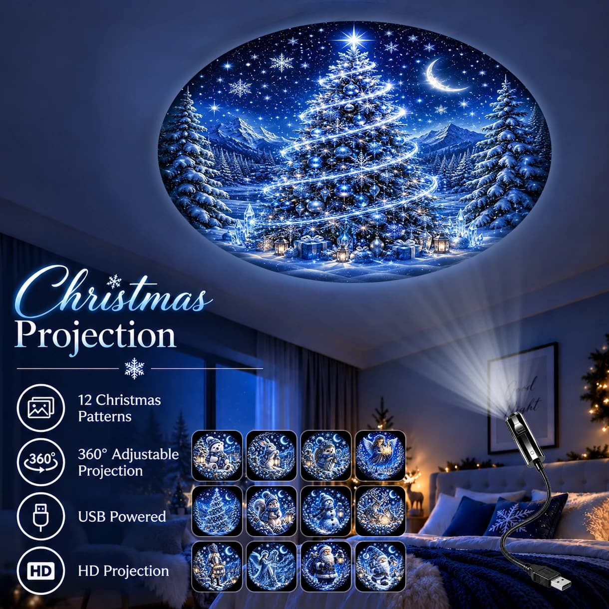 Christmas Projection Night Light