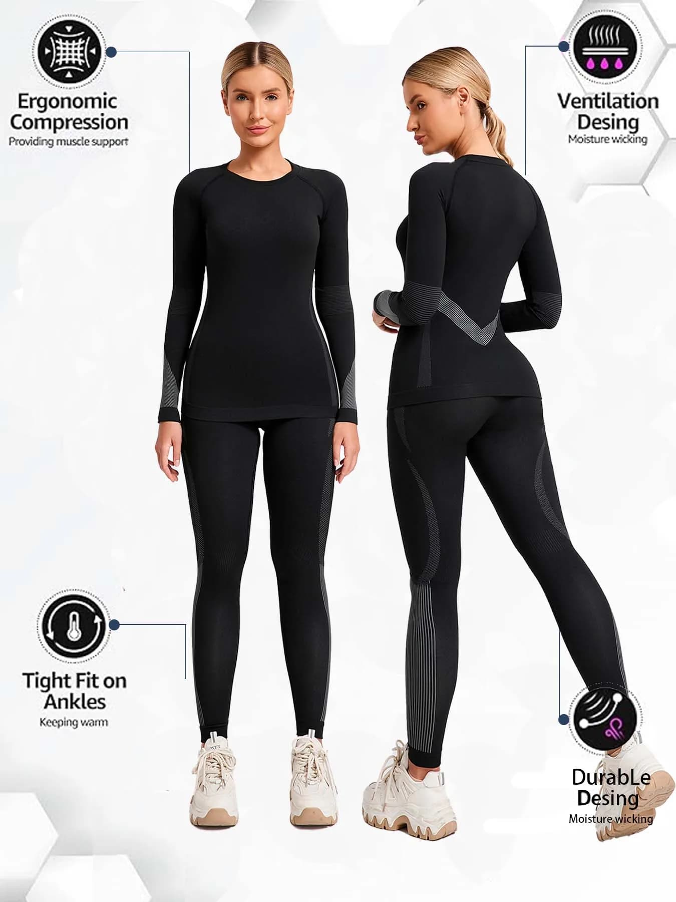 Womens Thermal Underwear Base Layer Set