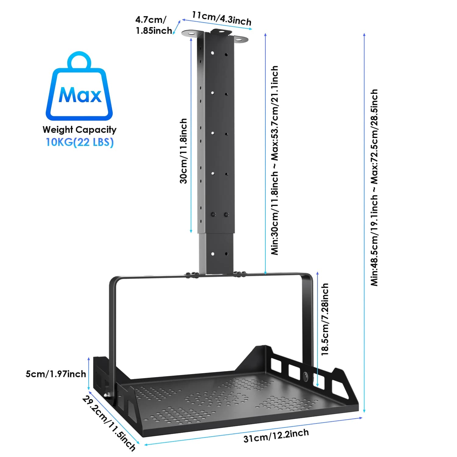 Projector Ceiling Mount Bracket with Height Adjustment