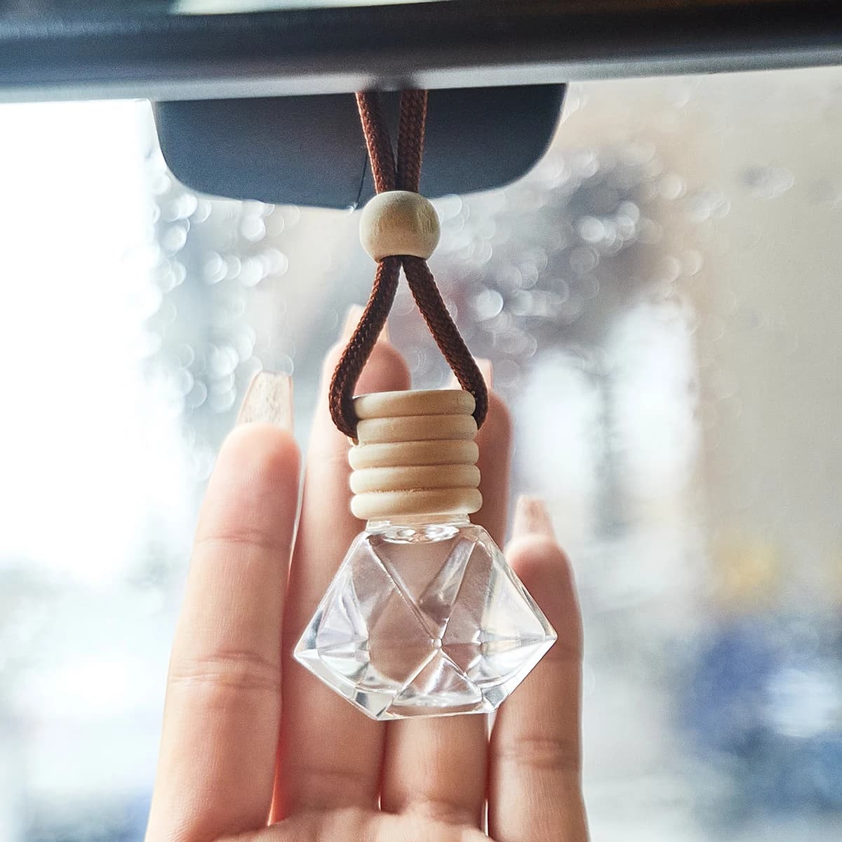 Car Air Freshener with Wooden Hanging Diffuser