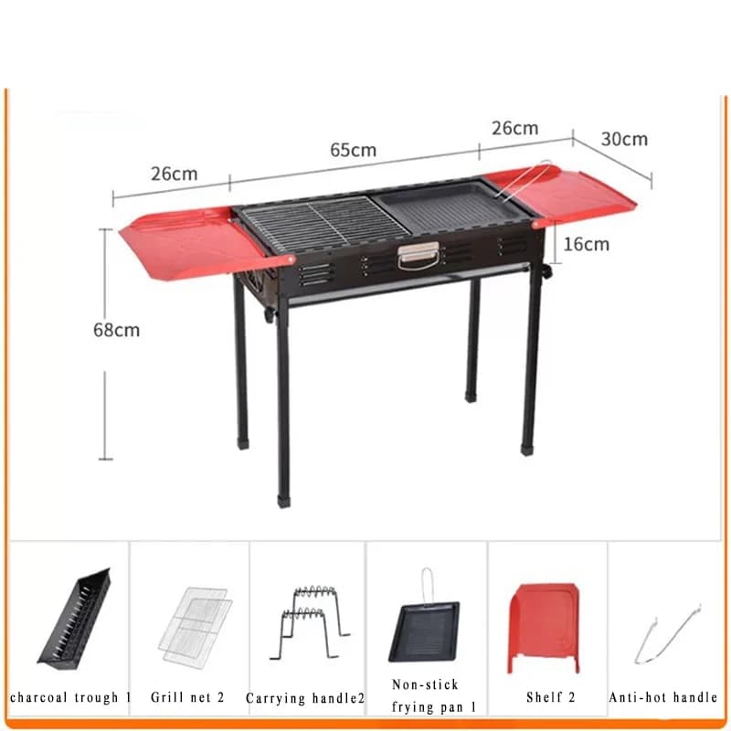 Portable Charcoal Grill with Side Shelf