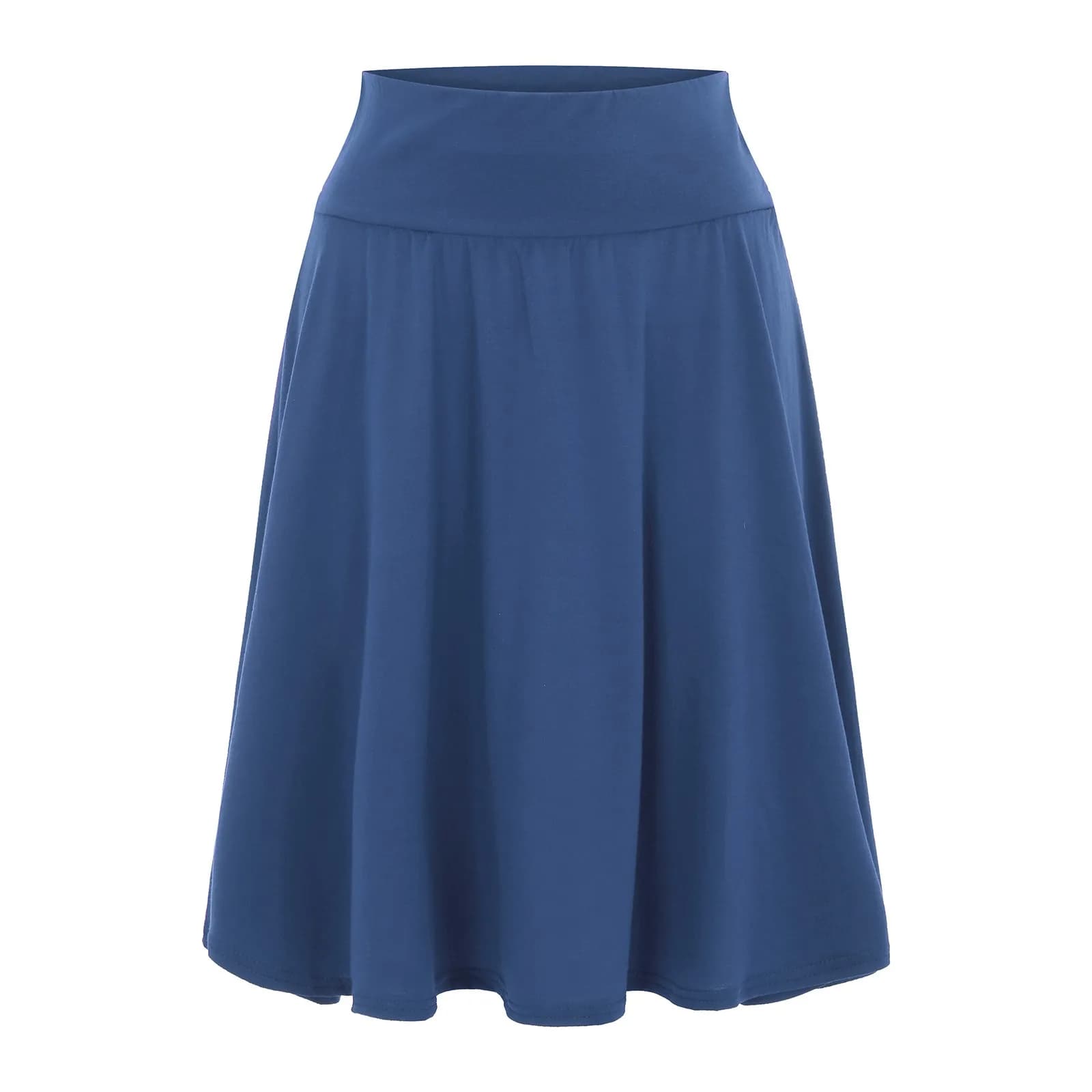 Women's High Waist Elastic Knee Length Skirt