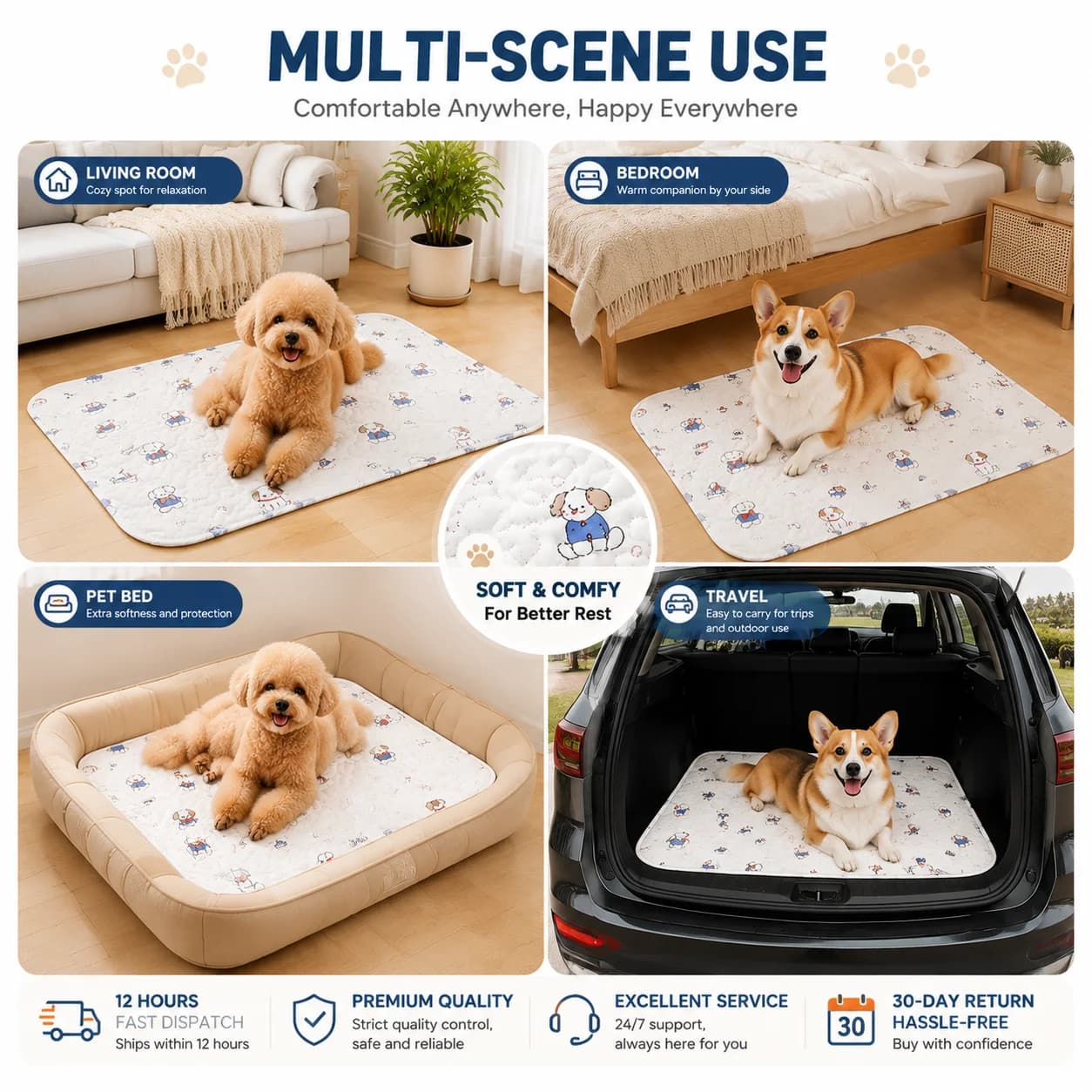 Washable Soft Cotton Pet Mat