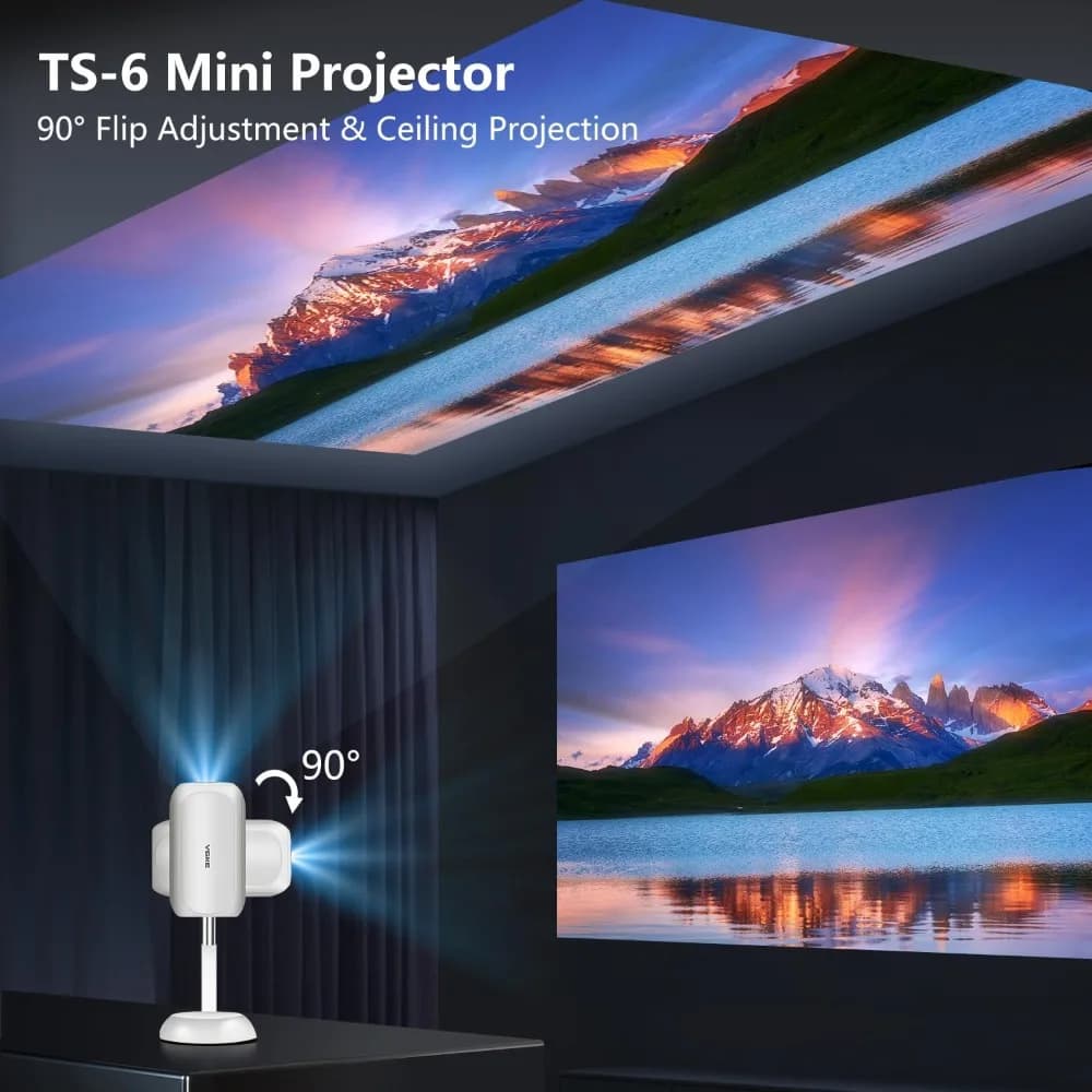 Mini 4K Projector,Outdoor Portable Projector With WiFi Bluetooth Projector Adjustable angle/height,Keystone Correction For Home