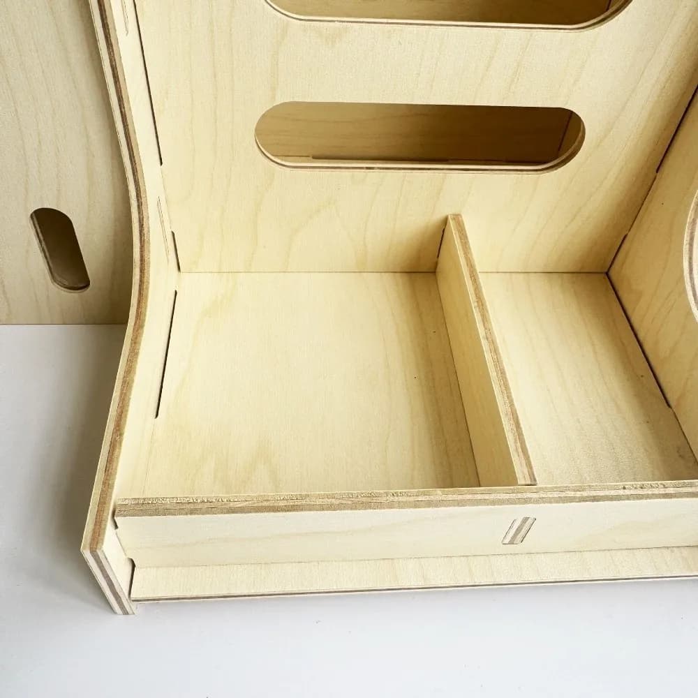 Wooden Rabbit Hay Feeder with Water Bottle