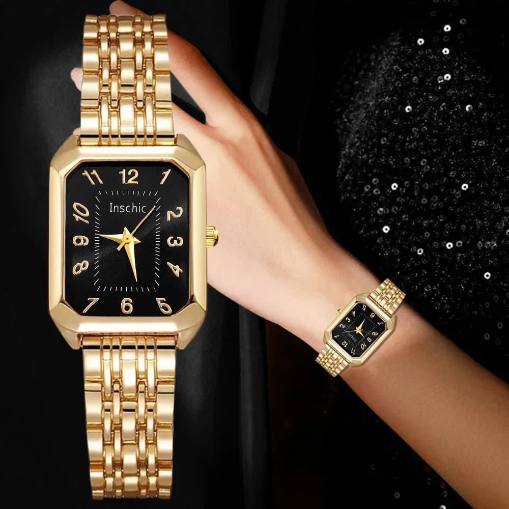 4-piece set of ladies' trend watches with different colored dials, alloy straps, high taste and high quality
