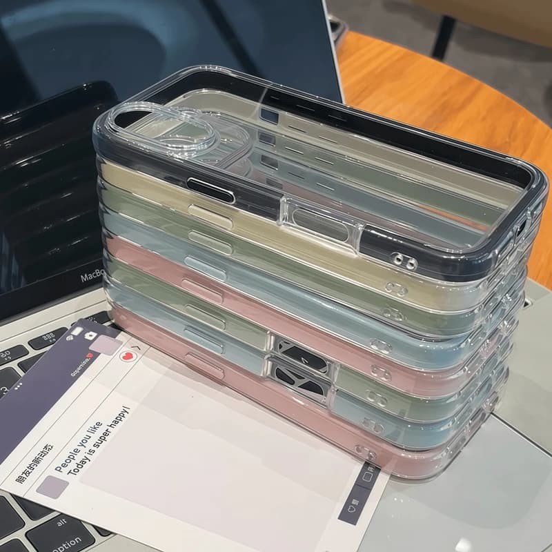 Luxury Transparent Candy Phone Case For iPhone 11 12 13 14 15 16 17 Pro Max Plus Air Clear Shockproof Bumper Back Cases Cover