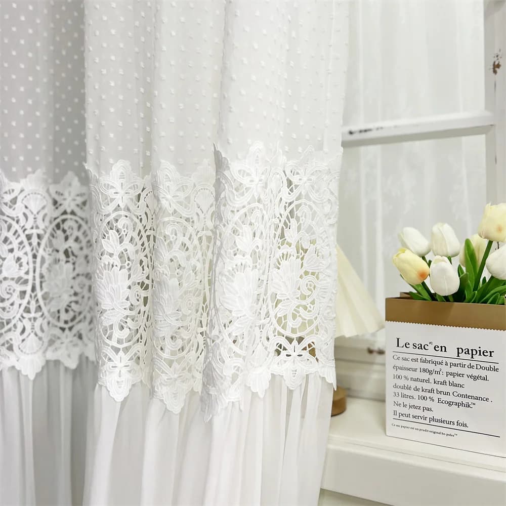 Vintage Lace Flower Sheer Curtain Panels