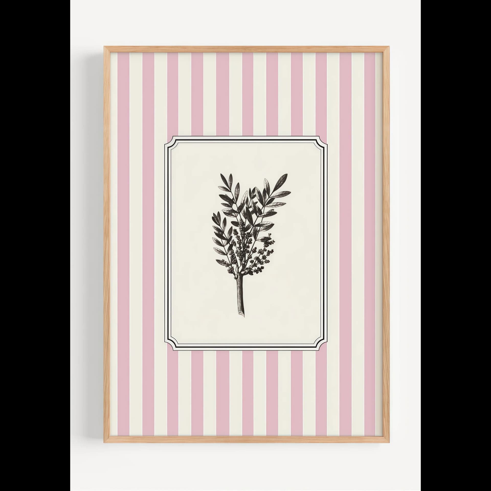 Minimalist Plants Stripes Canvas Wall Art