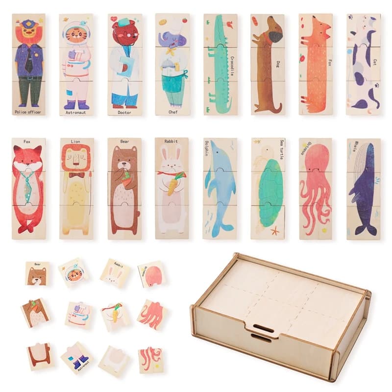 Wooden Animal Puzzle Board Game 48 Piece