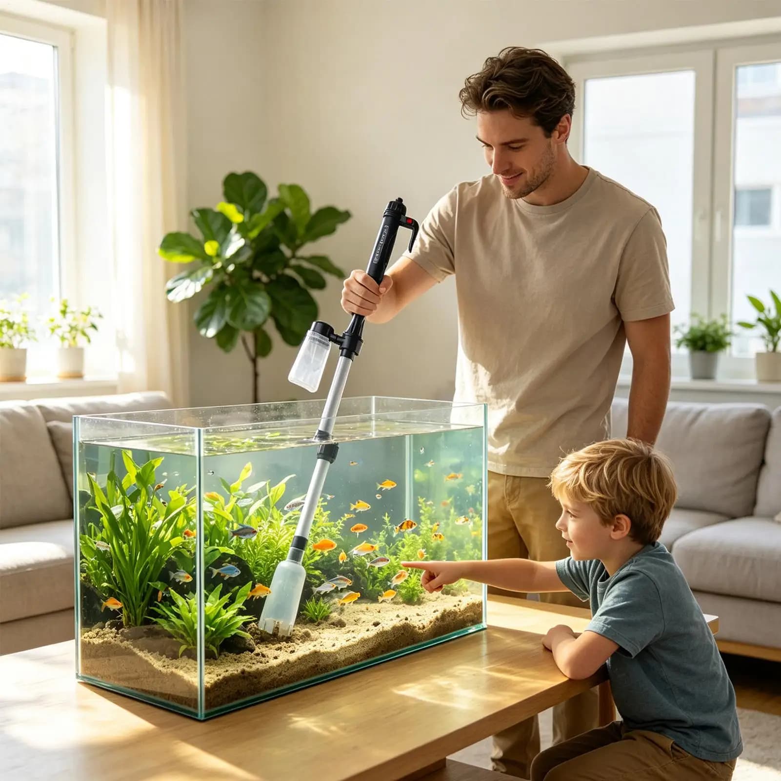 Aquarium Gravel Cleaner with Telescopic Pump