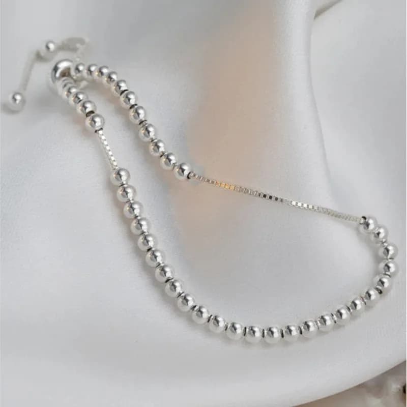 Sterling Silver Adjustable Beaded Bracelet