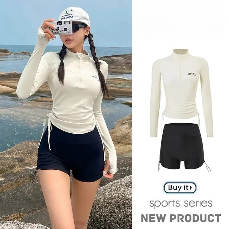 Women's Long Sleeve Swimwear Two-Piece Set