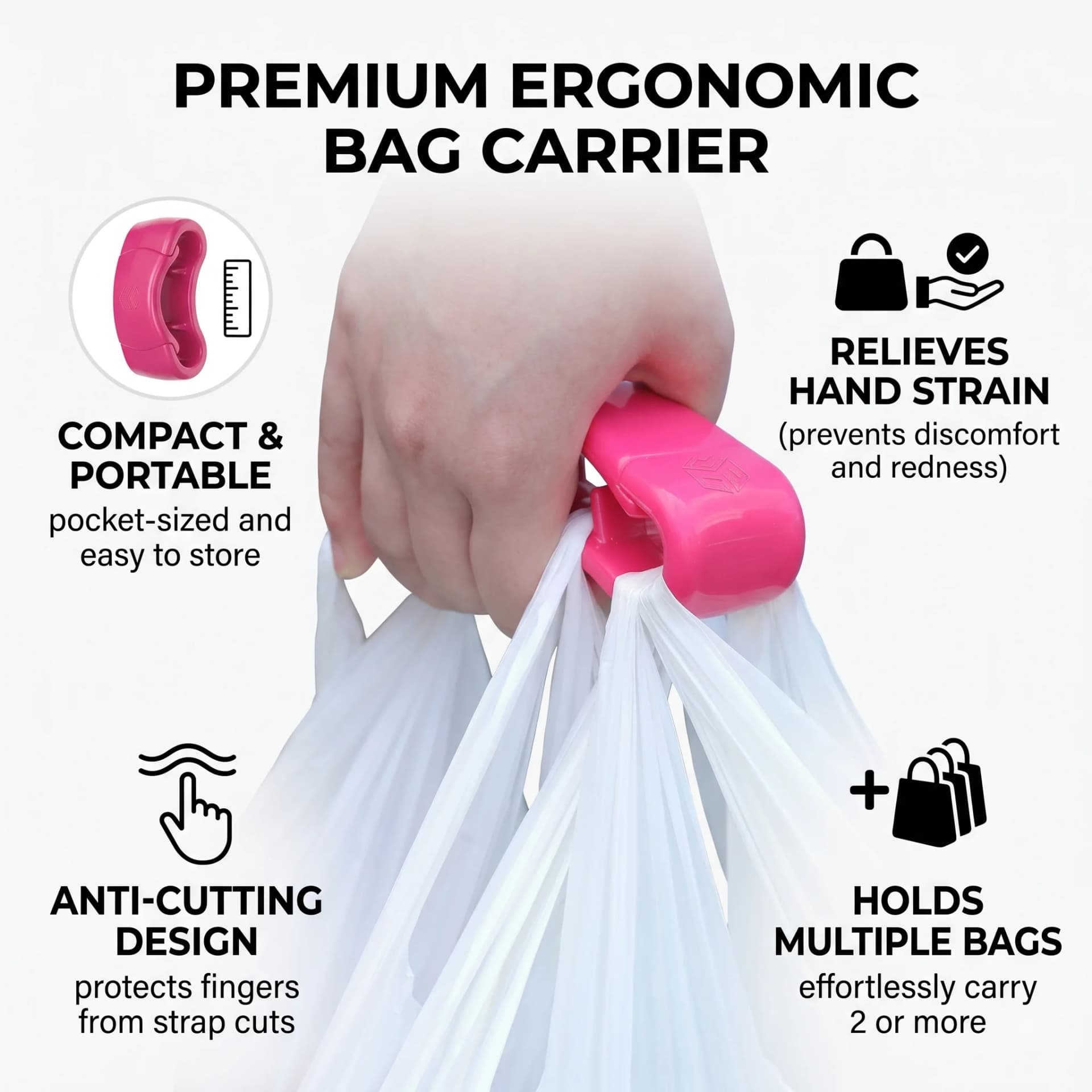 Ergonomic Grocery Bag Handle Carrier